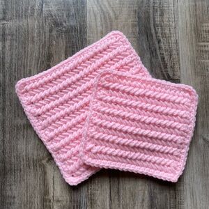 Handmade Original Crochet Kitchen Potholder Set - Baby Pink Color